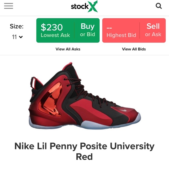 Nike Lil Penny REFLECTIVE Posite University Red - Picture 1 of 7